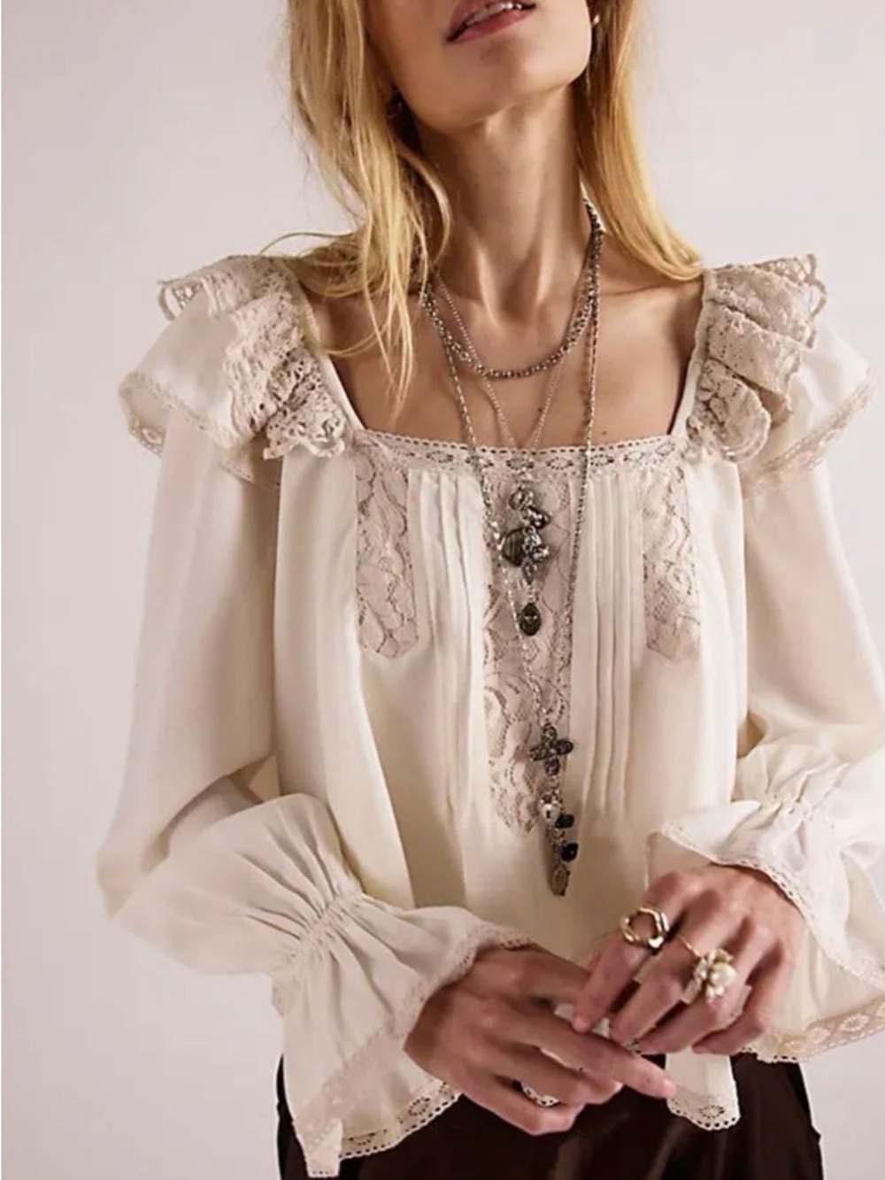 28. NWT! Free People Francie Silky Blouse | Sugar Swizzle | XS | $148 MSRP